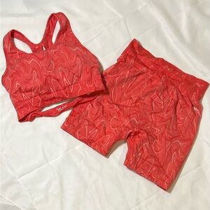 AYBL Red Athletic Shorts and Bra Set